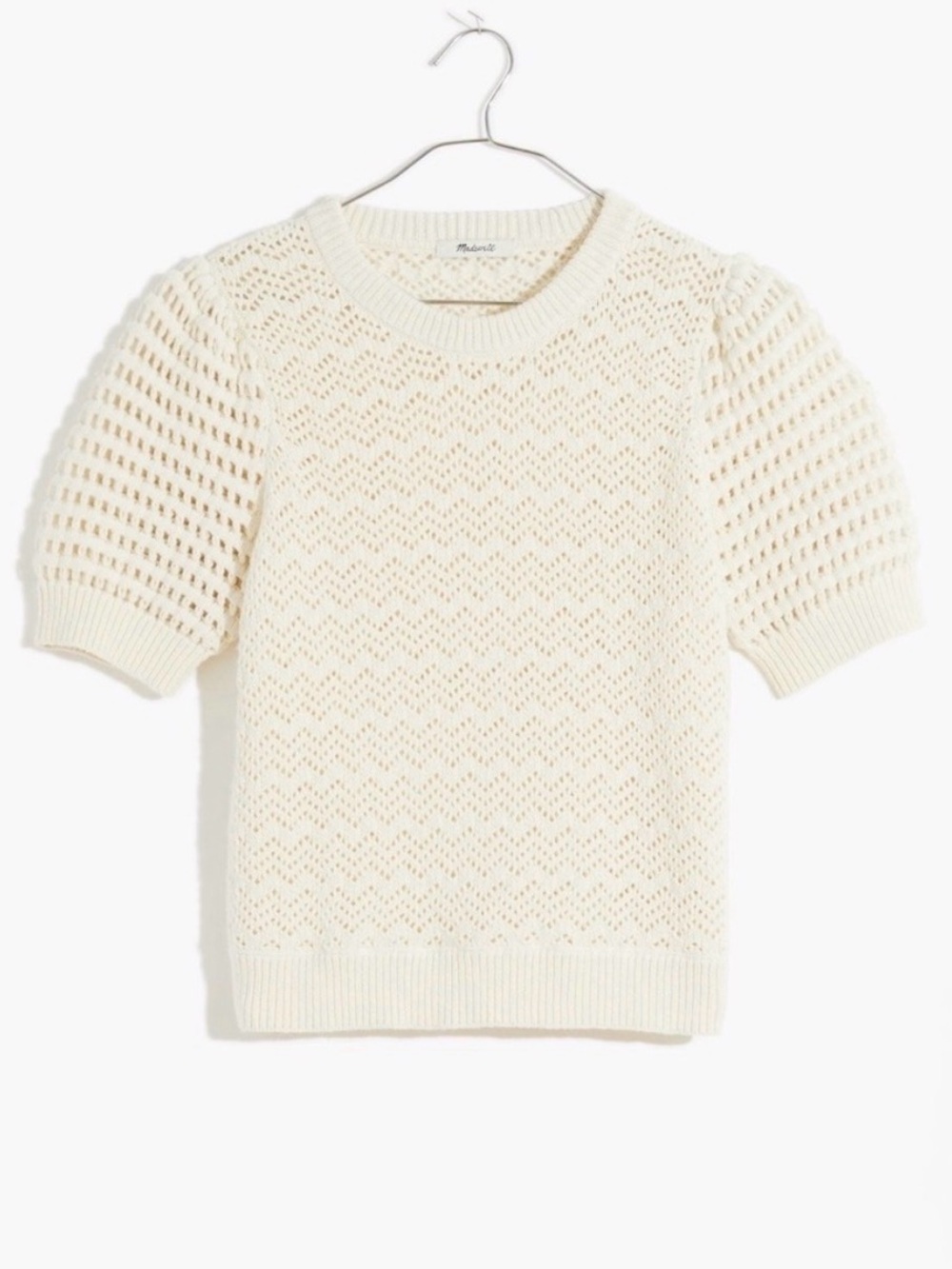 Madewell Atwater Crochet Sweater Tee in Lighthouse